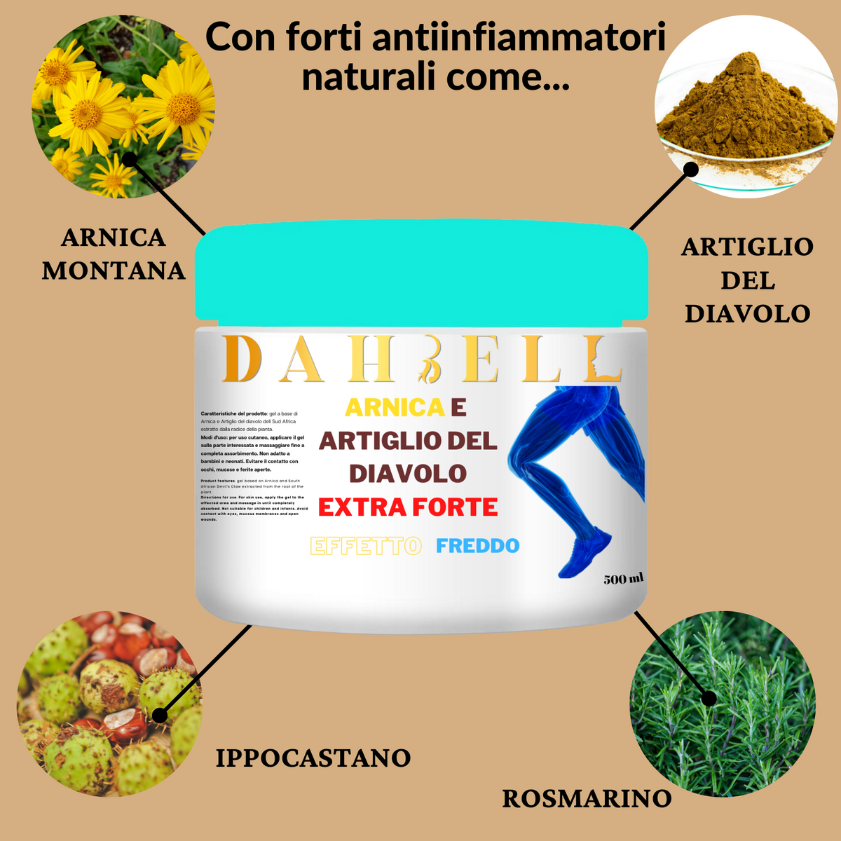 Gel Equitrauma Arnica 100% Bio - Pomata Forte Per Dolori Muscolari, Uso Umano E Cavalli, 1LT - Foto 3